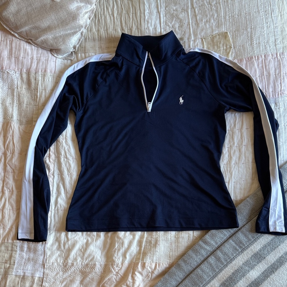 US Open Tennis 2025 Polo by Ralph Lauren Navy Blue 1/4 Zip with White Stripes